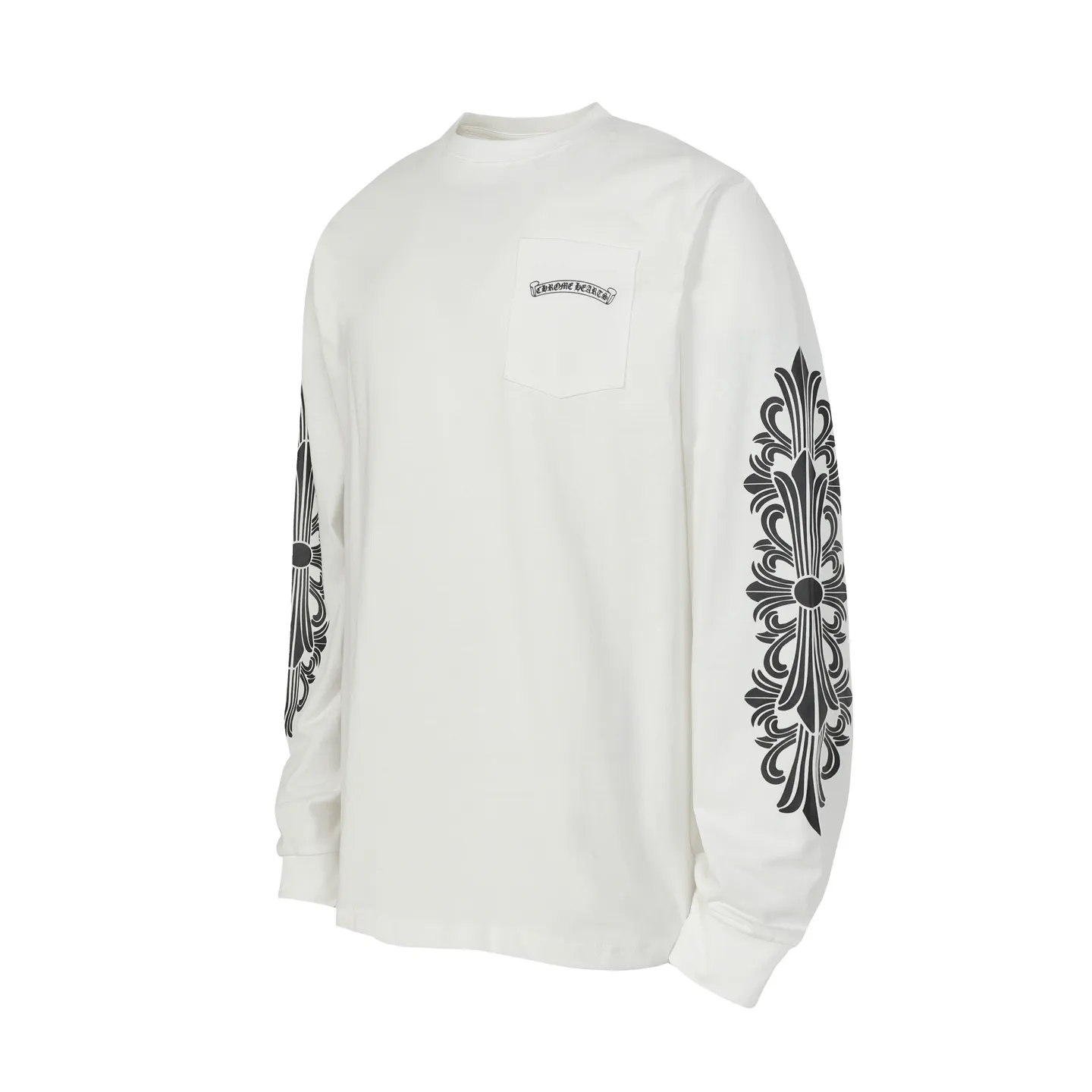 P160 #K2117 cross-border model. Those who pursue quality, please do not place an order. -Chrome Hearts/Chrome Hearts 23ss Sanskrit printed popular long-sleeved T-shirt -High weight, high density and high quality. The wool is soft, delicate and skin-friendly. It feels soft and silky. It has excellent warmth and skin-friendly properties. XL